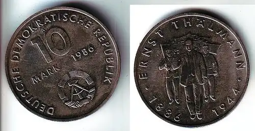 DDR Gedenk Münze 10 Mark Ernst Thälmann 1986 (113896)