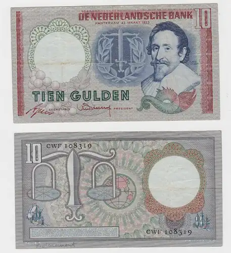 10 Gulden Banknote Niederlande 1953 (122206)