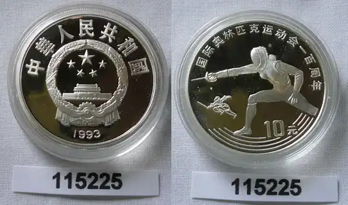 10 Yuan Silber China 100 Jahre Olympische Spiele der Neuzeit Fechterin (115225)