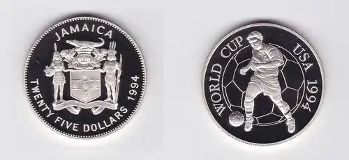 25 Dollar Silber Münze Jamaika Jamaica Fussball WM USA 1994 (123269)