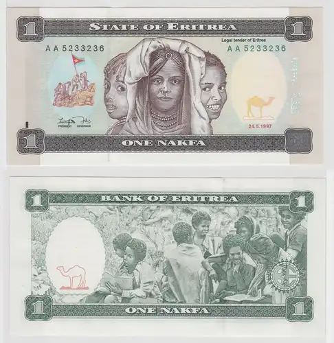 1 Nakfa Banknote State of Eritrea 24.5.1997 kassenfrisch UNC (138364)