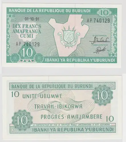 10 Francs Banknote Banque de la Republique du Burundi 1991 P27 UNC (127296)