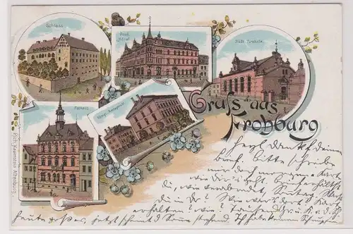 19513 Ak Lithographie Gruß aus Frohburg Post, Turnhalle usw. 1903
