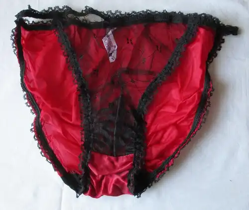 DDR Dessous Slip rot schwarz Spitze Dederon Gr. 42 Marke Stretta (157038)