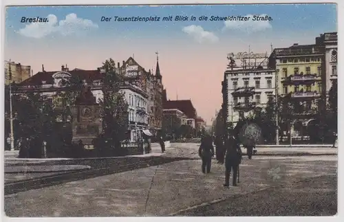 901520 Ak Breslau der Tautzienplatz mit Blick in die Schweidnitzer Straße