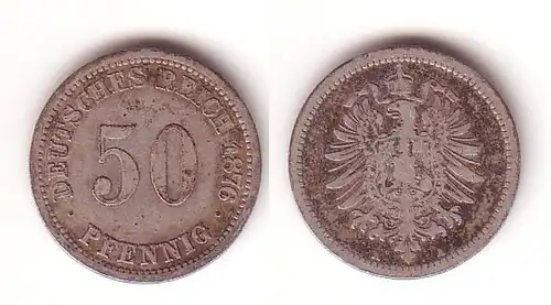 50 Pfennig Silber Münze Kaiserreich 1876 A Jäger 7 (115232)