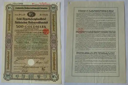 500 Goldmark Pfandbrief Sächsische Bodencreditanstalt Dresden 1.11.1928 (133677)
