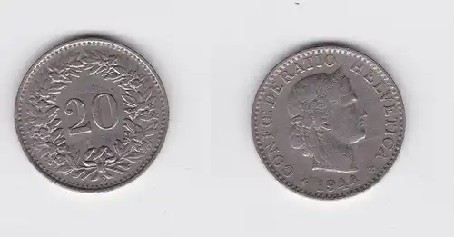 20 Rappen Kupfer Nickel Münze Schweiz 1944 B (118634)