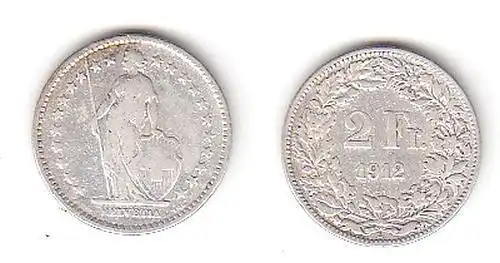 2 Franken Silber Münze Schweiz 1912 B (114260)