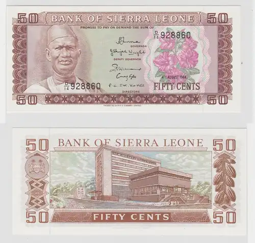 50 Cents Banknote Sierra Leone 4.8.1984 bankfrisch UNC (138634)