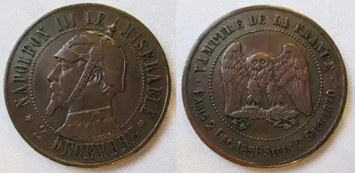Spott Medaille Napoleon III. Le Miserable (Der Elende) Sedan 1870 (125861)