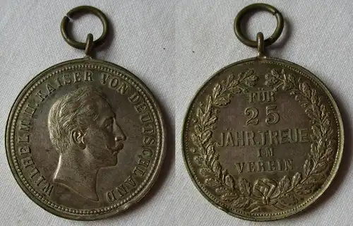 seltene Medaille Wilhelm II. dt. Kaiser Für 25 jährige Treue im Verein (116943)