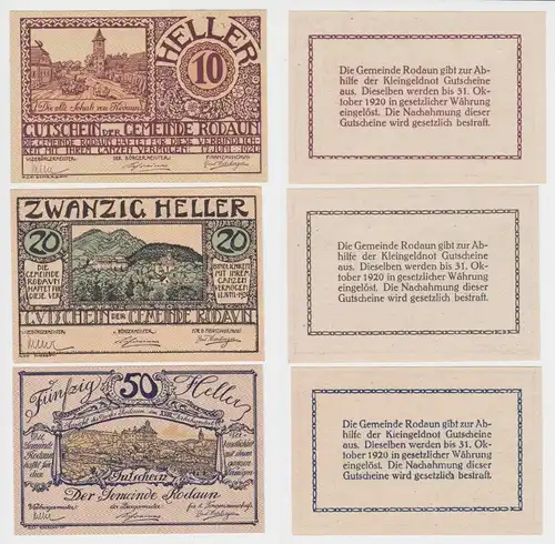 10, 20 und 50 Heller Banknote Rodaun 17.06.1920 (154545)