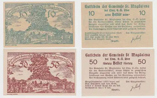 10 und 50 Heller Banknote St. Magdalena bei Linz (145270)