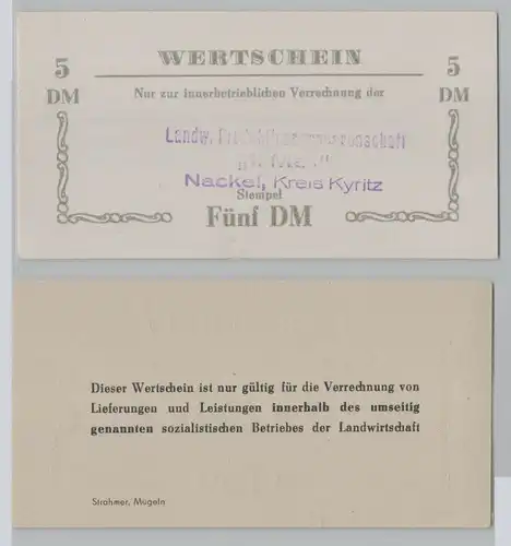 5 Mark Wertschein DDR für LPG Geld LPG Nackel um 1965 (149439)