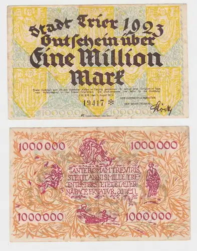 1 Million Mark Banknote Inflation Notgeld Stadtgemeinde Trier 11.8.1923 (110904)