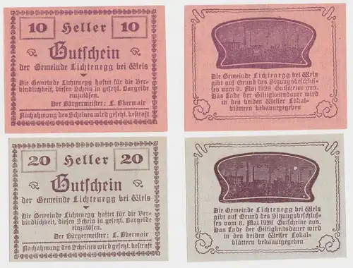 10 und 20  Heller Banknote Lichtenegg bei Wels (135677)