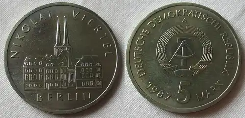 DDR Gedenk Münze 5 Mark Berlin Nikolai Viertel 1987 (124880)