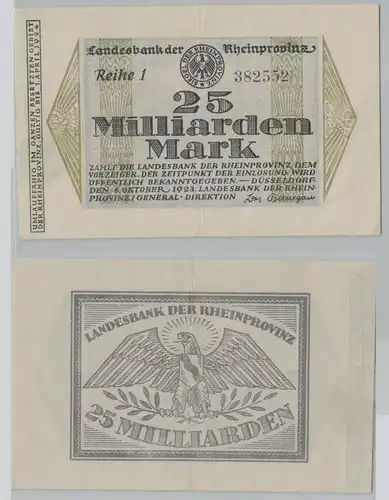 25 Mrd. Mark Banknote Inflation Düsseldorf Landesbank der Rheinprovinz (152748)