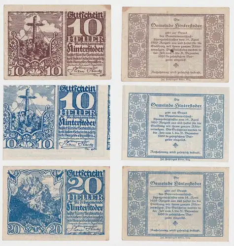 20 und 2x 10 Heller Banknote Hinterstoder 14.04.1920 (139712)