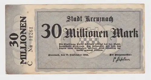 30 Millionen Banknote Inflation Notgeld Stadt Kreuznach 10.9.1923 (153721)