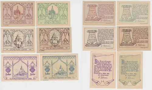 20, 30 und 2 x 50 Heller Banknote St. Lavrentiuskirche zu Lorch (162370)