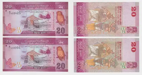 2x20 Rupees Rupien Banknote Central Bank of Sri Lanka 2010 kassenfrisch (153320)