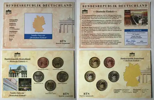 BRD Sonder-Satz zur "Deutschen Einheit" mit 5 Medaillen + Zertifikat (109988)