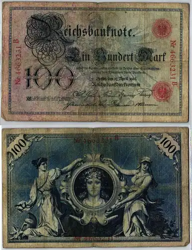 100 Mark Reichsbanknote Deutsches Reich 17.April 1903 (129305)