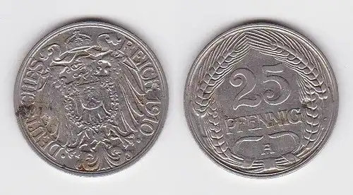 25 Pfennig Nickel Münze Kaiserreich 1910 A (125119)