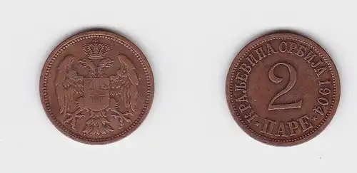 2 Para Kupfer Münze Serbien 1904 (133352)
