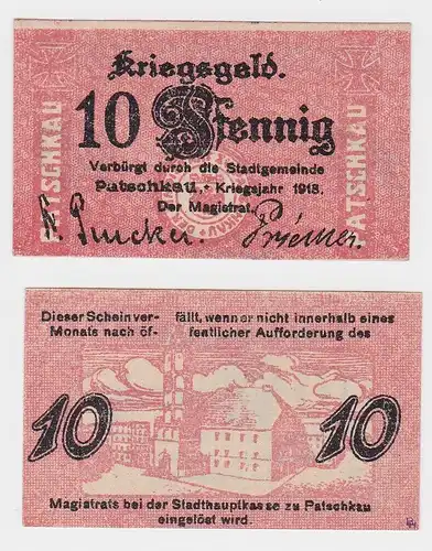 10 Pfennig Banknote Kriegsgeld der Stadtgemeinde Patschkau 1918 (130371)