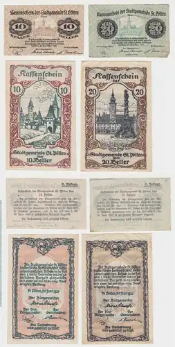 4x 10 und 20 Heller Banknoten St. Pölten (140386)