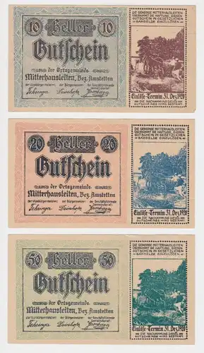 10, 20 und 50 Heller Banknoten Mitterhausleiten (149004)