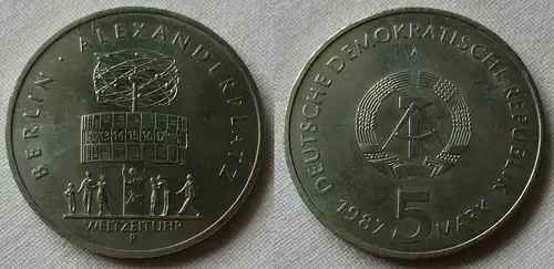 DDR Gedenk Münze 5 Mark 750 Jahre Berlin Alexanderplatz 1987 Stgl. (127066)