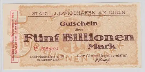 5 Billionen Mark Banknote Notgeld Stadt Ludwigshafen 10.10.1923 (153867)