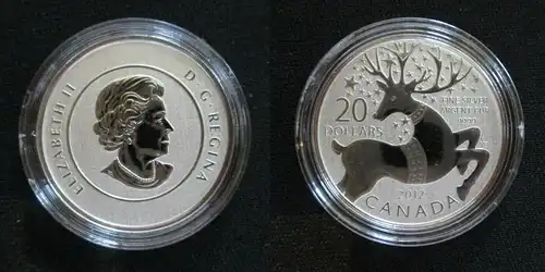 20 Dollar Silber Münze Kanada Rentier 2012 polierte Platte (141628)