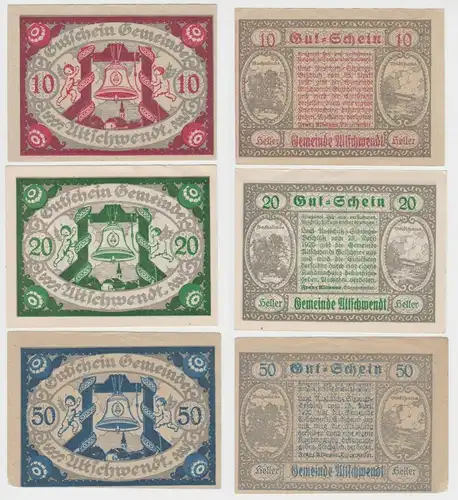 3 Banknoten 10 bis 50 Heller Notgeld Marktgemeinde Altschwendt (154573)
