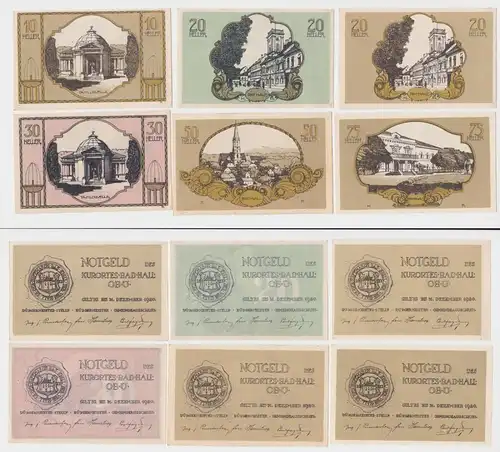 6 Banknoten 10 bis 75 Heller Notgeld Kurort Bad Hall (154100)