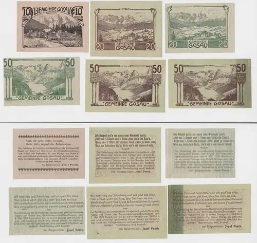 8 Banknoten 10 bis 50 Heller Notgeld Gemeinde Grünau (144335)