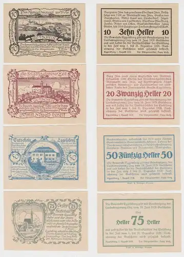 4 Banknoten 10 bis 75 Heller Notgeld Stadtgemeinde Eggelsberg (147003)