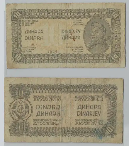 10 Dinar Banknote Jugoslawien 1944 Soldat Partisan  P50 (152846)