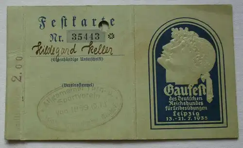 Festkarte Leipzig Großzschocher Windorf Gaufest DRL Leipzig 1935 (129121)