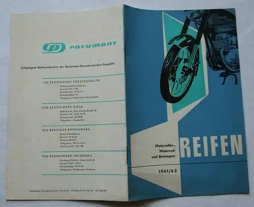 Prospekt Pneumant Motorroller-, Motorrad- und Beiwagen-Reifen 1961/62 (129474)