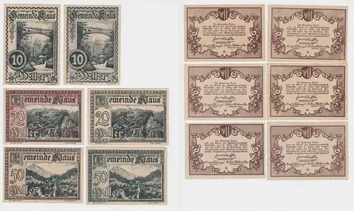 6x 10, 20 und 50 Heller Banknote Klaus (130550)