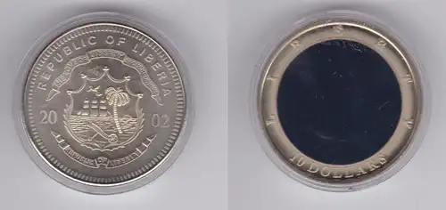 10 Dollar Nickel Münze Liberia 2002 Hologramm Freiheitsstatue (119815)