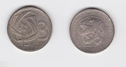 3 Kronen Nickel Münze CSSR Tschechoslowakei 1965 (120041)