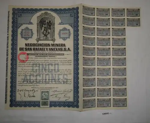 5 Aktien à 50 Centavos Negociacion Minera de San Rafael y Anexas 1923 (126692)