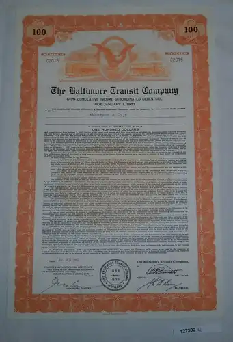100 Dollar Aktie The Baltimore Transit Company 25. Juli 1957 (127302)