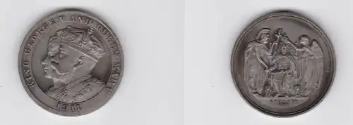 seltene Zink Medaille Krönung King George V. and Queen Mary 1911 (135397)